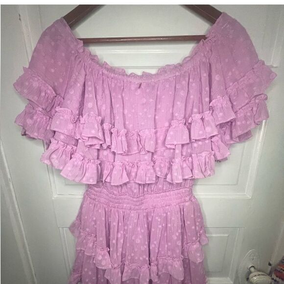NWTs MISA Los Angeles Pink Mini Tiered Ruffle Dress Size XS - Picture 5 of 9